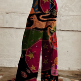 Boheemse broek met vintage print en comfortabele pasvorm