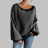 Sweater met off-shoulder halslijn en gestreept design