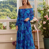 Aspen | Maxi Jurk met Ontblote Schouders en Bloemen