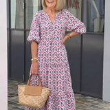 Mireya | Midi-jurk met lange mouwen en geometrische print