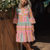 Maelle | Jurk met V-hals en geometrische print, knielengte