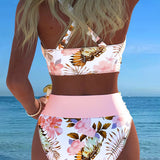 Bikini Contrast Bloemenpatroon Gesplitst