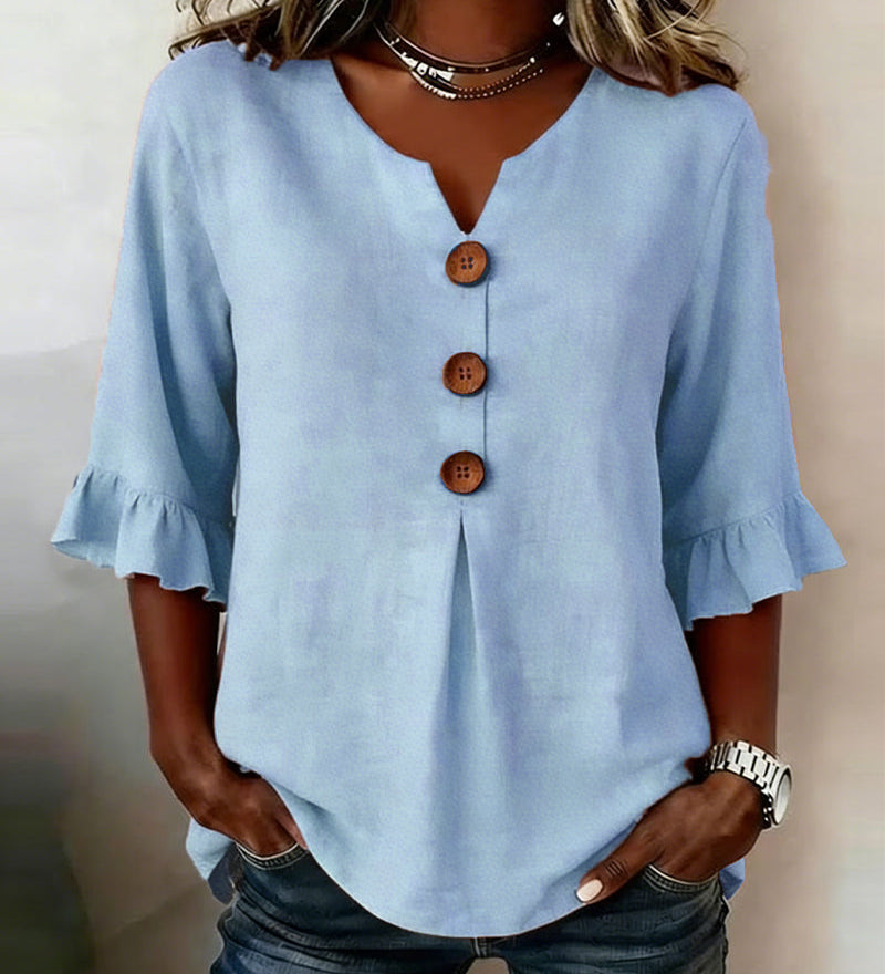Carmen | Blouse met V-hals en knoopsluiting voor dagelijks gebruik