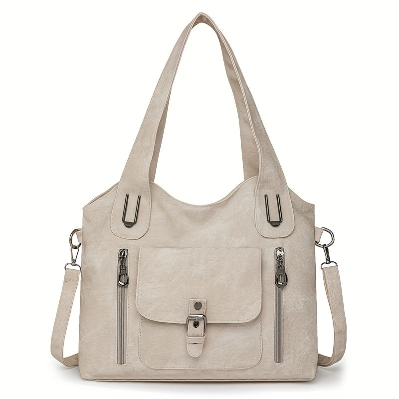 Leren Schoudertas met Vintage Look en Afneembare Band