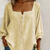 Blouse met vierkante hals en knoopsluiting voor een ontspannen look