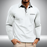 Poloshirt met lange mouwen en geruite details voor elke gelegenheid
