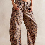 Katoenen barrel jeans met relaxte pasvorm en wide-leg model