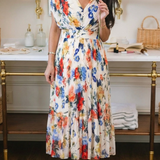 Savannah | Mouwloze plissé midi jurk