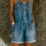 Denim playsuit met verstelbare bandjes en relaxte pasvorm