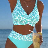 Twee-delig Bikini Met Bh-Snit En Diamantpatroon