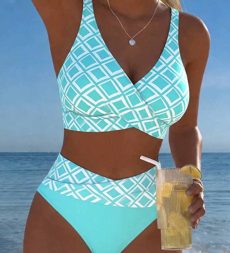 Twee-delig Bikini Met Bh-Snit En Diamantpatroon