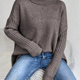 Oversized coltrui met zachte knit en verlengde achterkant