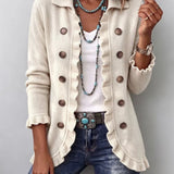 Adelina | Chaqueta de Punto Marfil con Volantes