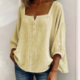Blouse met vierkante hals en knoopsluiting voor een ontspannen look