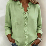 Blouse met V-hals en ruches voor een elegante uitstraling