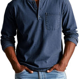 Henley shirt met lange mouwen en vintage knoopsluiting