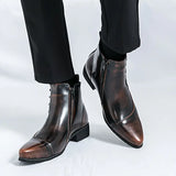 Leren laarzen met broguedetails en gepolijste afwerking