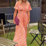 Anais | Zomerjurk met V-hals en elegante lange pasvorm