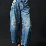 Katoenen barrel jeans met relaxte pasvorm en wide-leg model