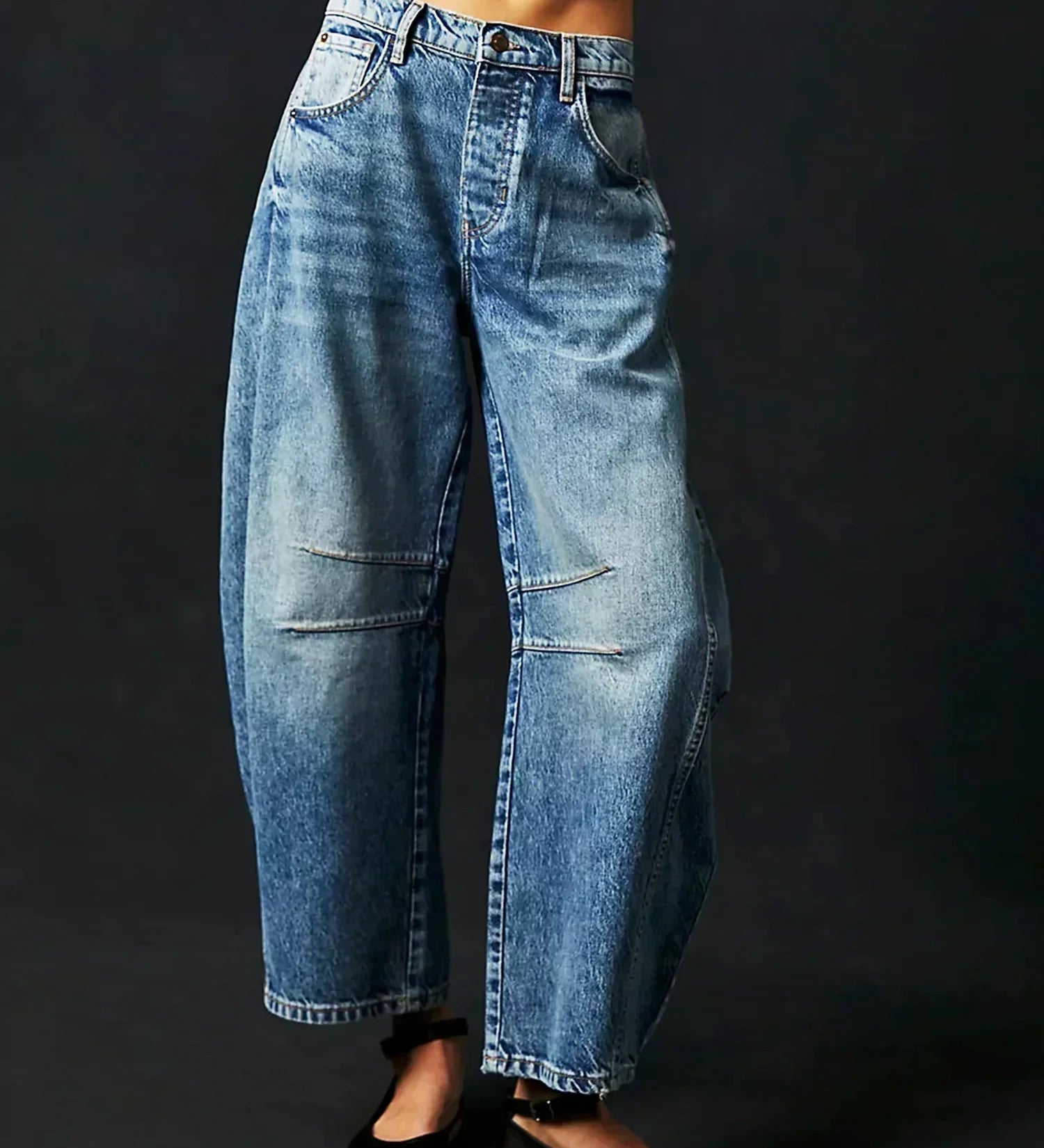 Katoenen barrel jeans met relaxte pasvorm en wide-leg model
