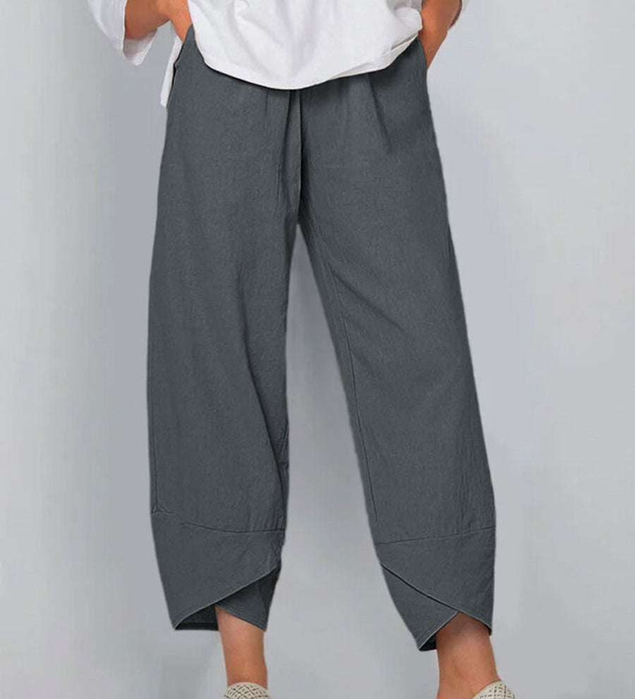 Katoenen linnen broek met los model en elegante casual uitstraling