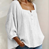 Blouse met vierkante hals en knoopsluiting voor een ontspannen look