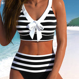 Demi | Gestreepte Bikini met Hoge Taille
