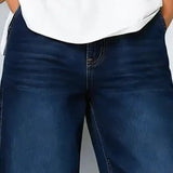 Katoenen broek met denim look en relaxte pasvorm