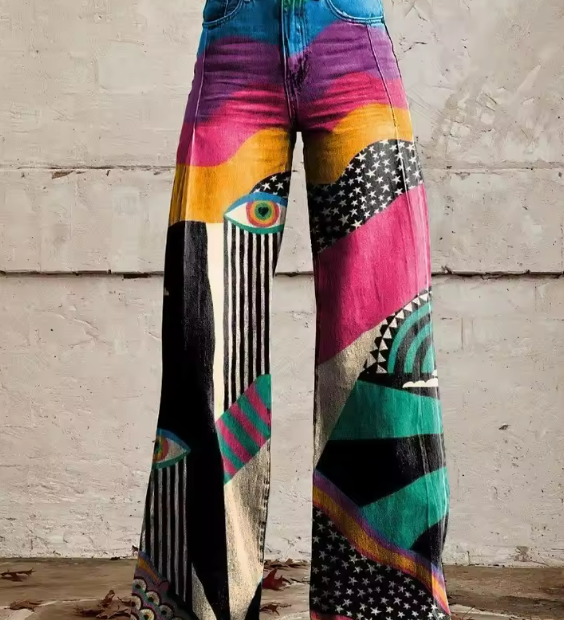 Flared broek met bohemian stijl voor lente en zomer