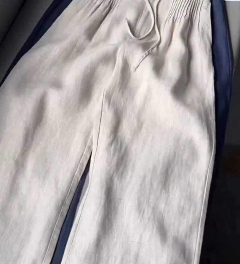 Feline | Brede Pantalon in Katoen en Linnen Mix