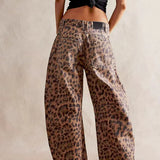 Katoenen barrel jeans met relaxte pasvorm en wide-leg model