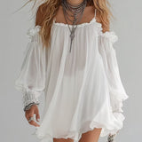 Maëlys | Luchtige boho off-shoulder mini-jurk