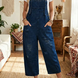 Denim tuinbroek met vintage look en relaxte pasvorm