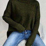 Oversized coltrui met zachte knit en verlengde achterkant