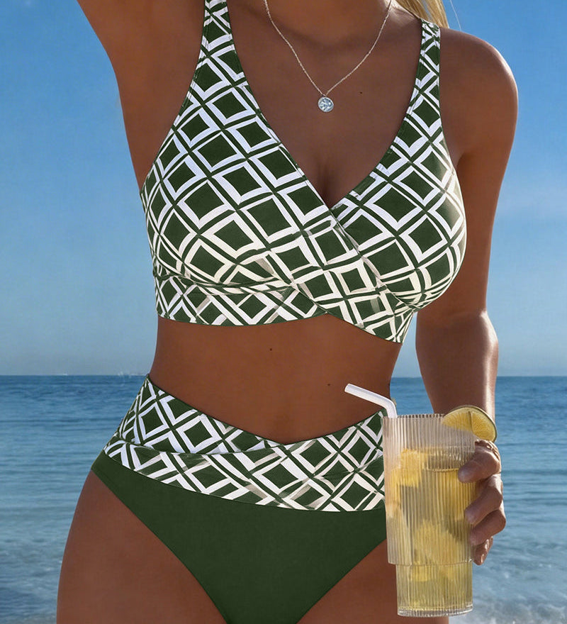 Twee-delig Bikini Met Bh-Snit En Diamantpatroon