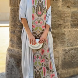 Bohemian jurk met artistieke print en zwierige pasvorm