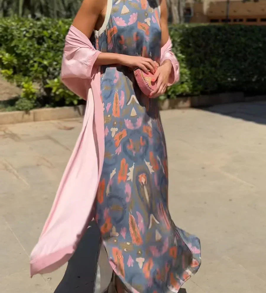 Bohemian jurk met artistieke print en zwierige pasvorm