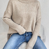 Oversized coltrui met zachte knit en verlengde achterkant