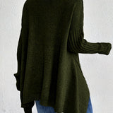 Oversized coltrui met zachte knit en verlengde achterkant