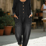 Renske | Denim jumpsuit met lange mouwen en relaxte pasvorm