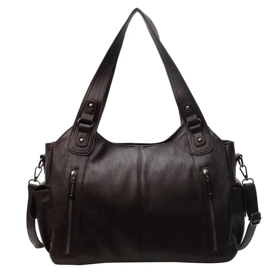 Leren tas met ritsen voor dagelijks gebruik en stijl
