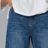 Katoenen broek met denim look en relaxte pasvorm