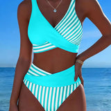 Bikini Kruzende Strepen Gedrukt