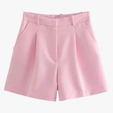 Léonie | Elegante High-Waist Short met Plooien