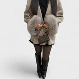 Elegante jas met imitatiebont details en lichte pasvorm