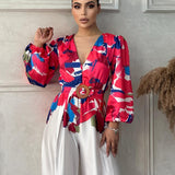 Maxi Jurk met Statement Print en Getailleerde Taille