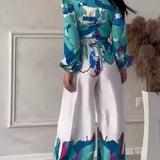 Maxi Jurk met Statement Print en Getailleerde Taille