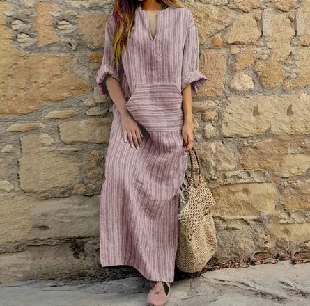 Rachel | Gestreepte jurk met elegante uitstraling en comfortabele pasvorm