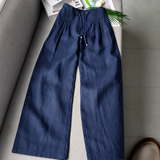 Feline | Brede Pantalon in Katoen en Linnen Mix