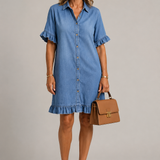 Lotte | Denim Blousejurk met Knoopsluiting